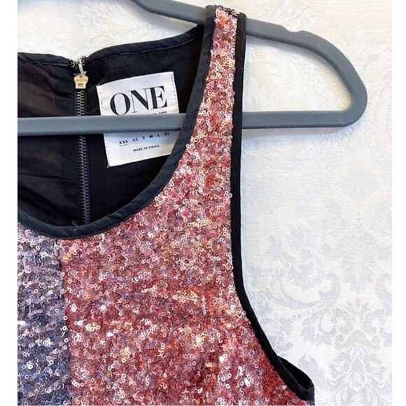 One Teaspoon Sequin Racerback Mini Dress In Bronze/Silver Size XXS NWT Scarface - Picture 4 of 11
